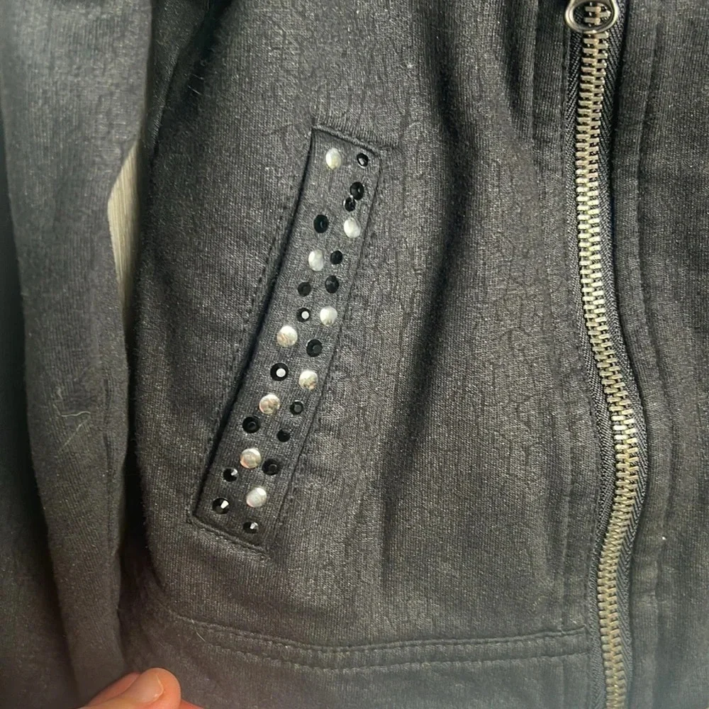 JUSTICE LIGHT WEIGHT BLACK STUDDED BIKER JACKET SIZE 6/7